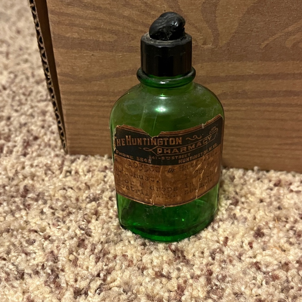 Vintage Green Glass Bottle